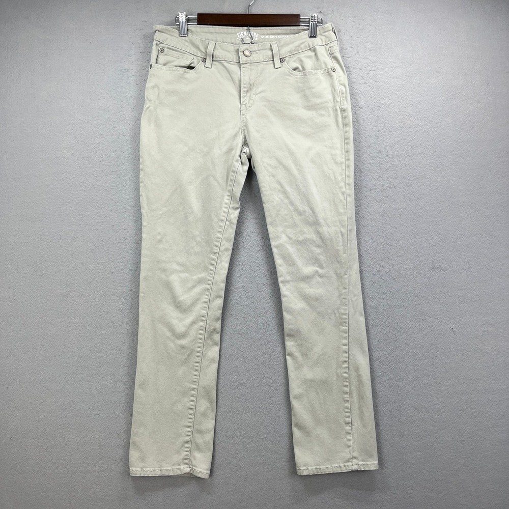Signature Levi Strauss & Co Jeans Womens 32x29 Tan Modern Straight Casual Preppy